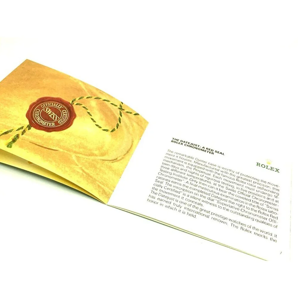Authentic Rolex Datejust 80's Vintage 1988 Green Booklet Manual 593.56